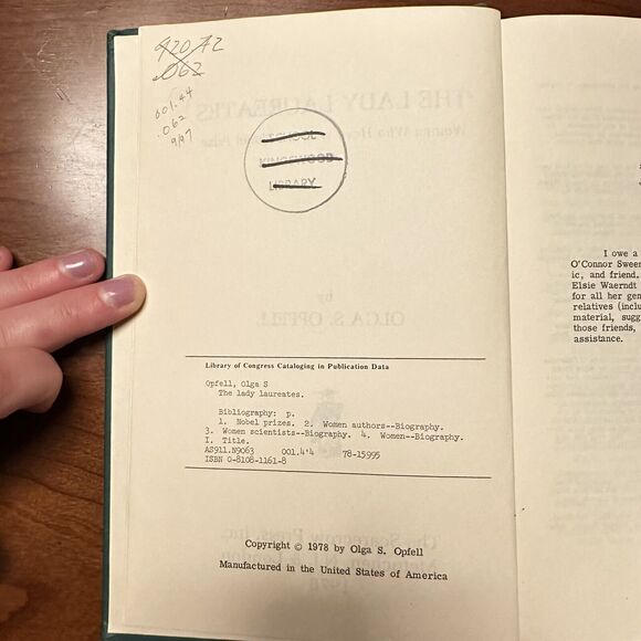 The Lady Laureates by Olga S. Opfell - 1978 Hardcover, Ex-Library - Picture 9 of 9